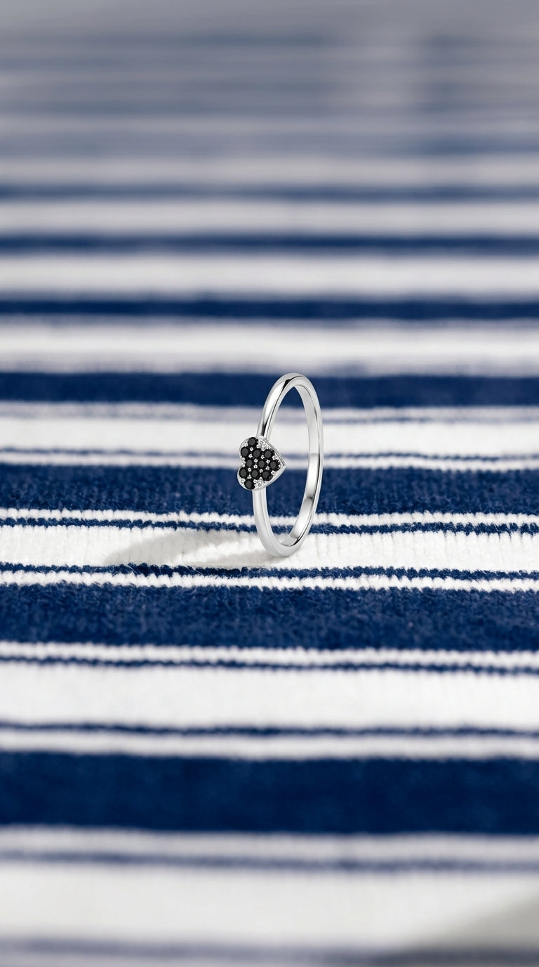 Anillo Corazón Mar de Medianoche