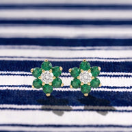 Pendientes Rosetón Esmeralda del Mediterráneo