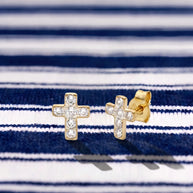 Pendientes Cruz de Luz - Plata Chap. ORO