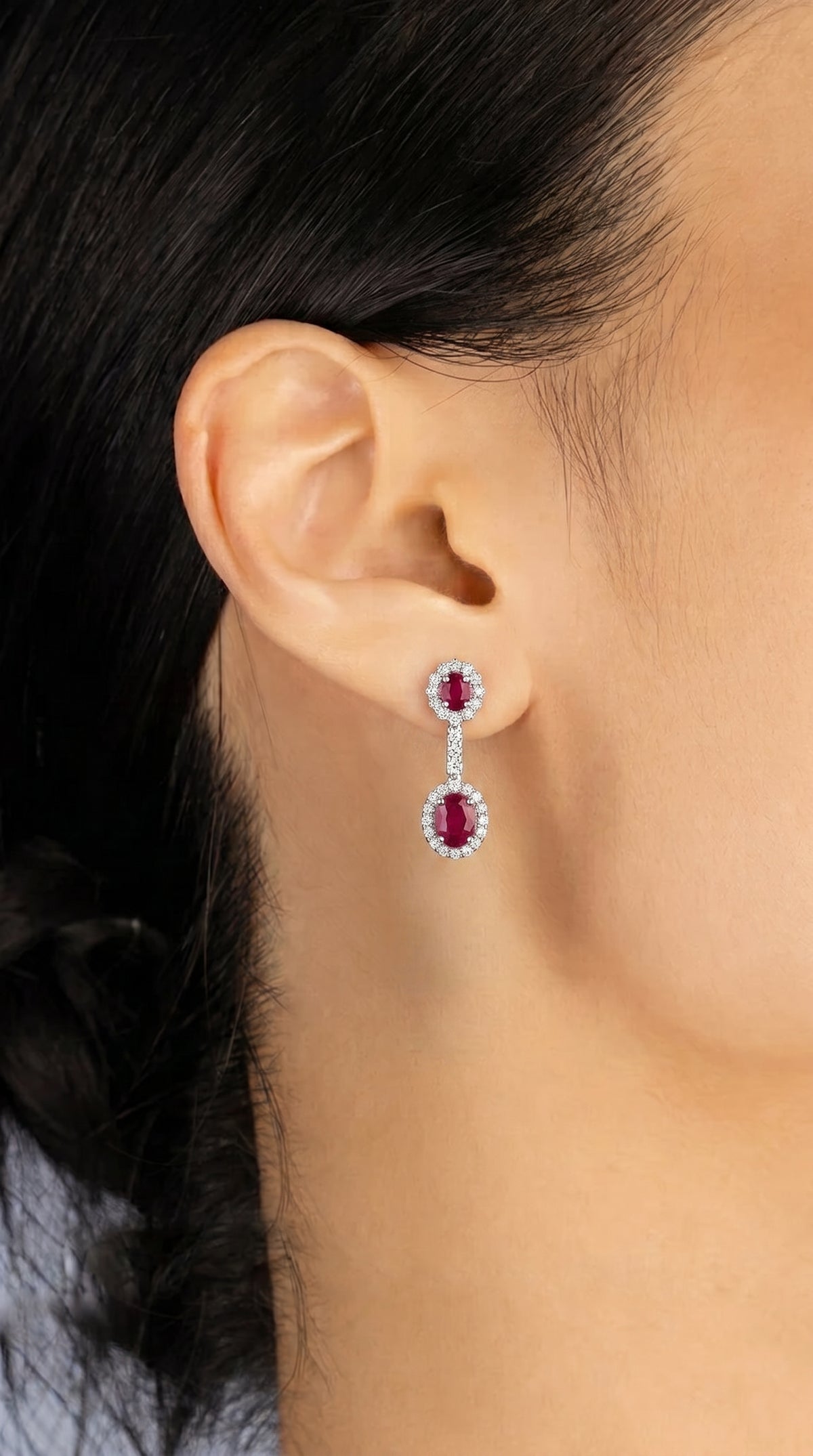 Pendientes Rubí Halo