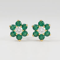Pendientes Rosetón Esmeralda del Mediterráneo