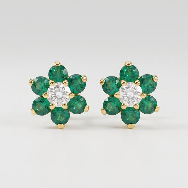 Pendientes Rosetón Esmeralda del Mediterráneo