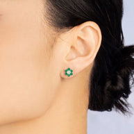Pendientes Rosetón Esmeralda del Mediterráneo