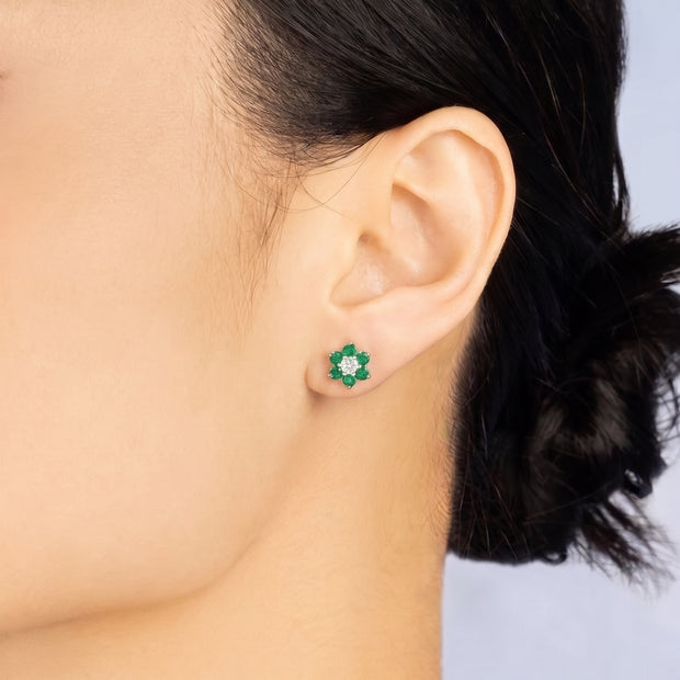 Pendientes Rosetón Esmeralda del Mediterráneo