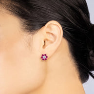 Pendientes Rosetón Carmesí