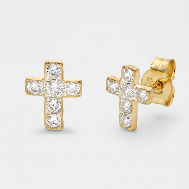 Pendientes Cruz de Luz - Plata Chap. ORO