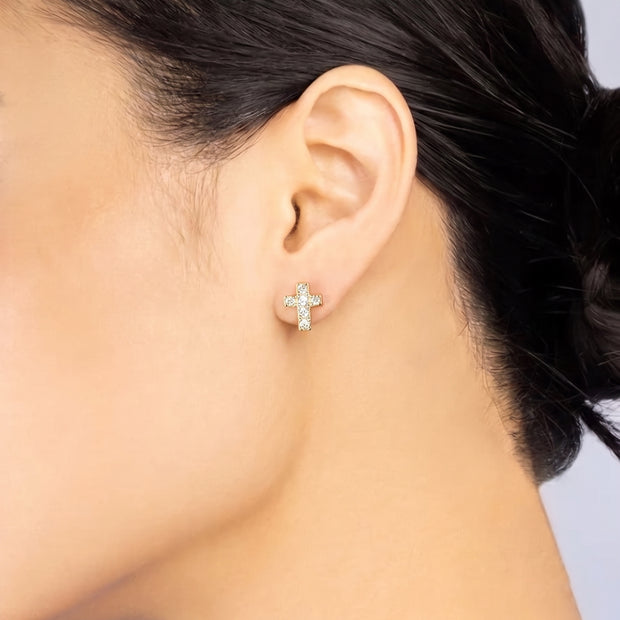 Pendientes Cruz de Luz - Plata Chap. ORO