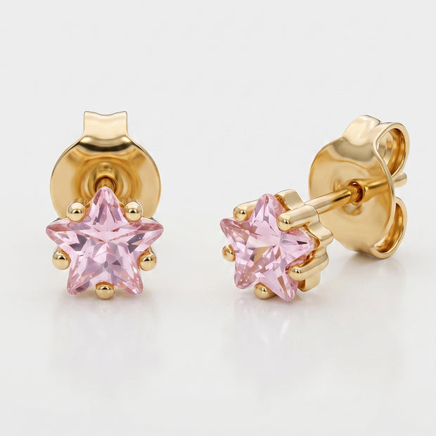 Pendientes Estrella Rosé - Plata Chap. ORO