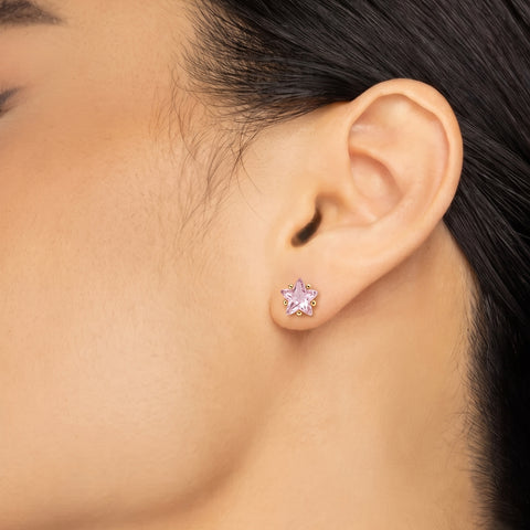 Pendientes Estrella Rosé - Plata Chap. ORO