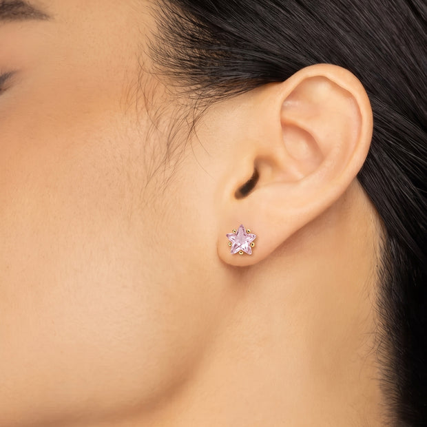 Pendientes Estrella Rosé - Plata Chap. ORO