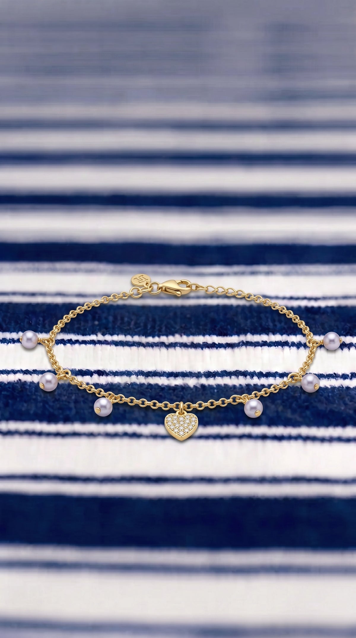 Pulsera Corazón y Destellos - Plata Chap. ORO