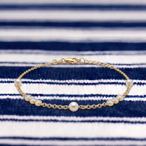 Pulsera Perlas de Luz - Plata Chap. ORO