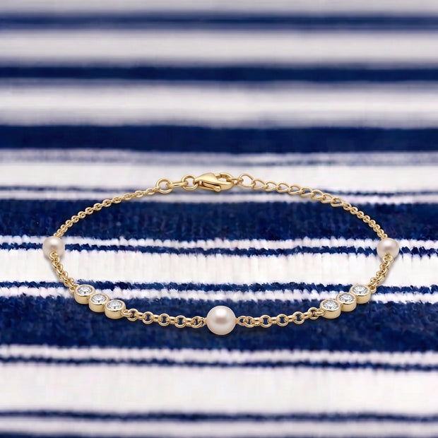 Pulsera Perlas de Luz - Plata Chap. ORO