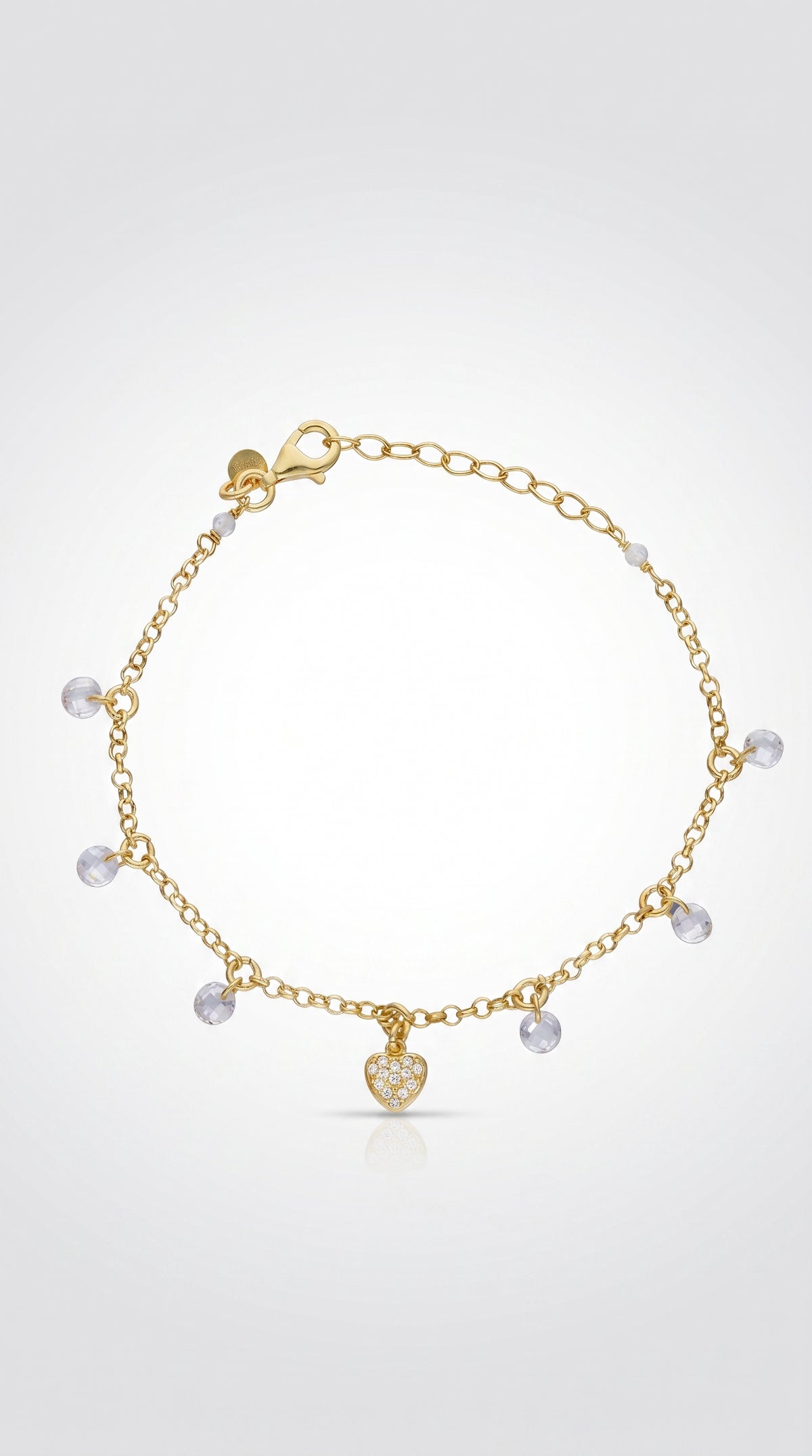 Pulsera Corazón y Destellos - Plata Chap. ORO