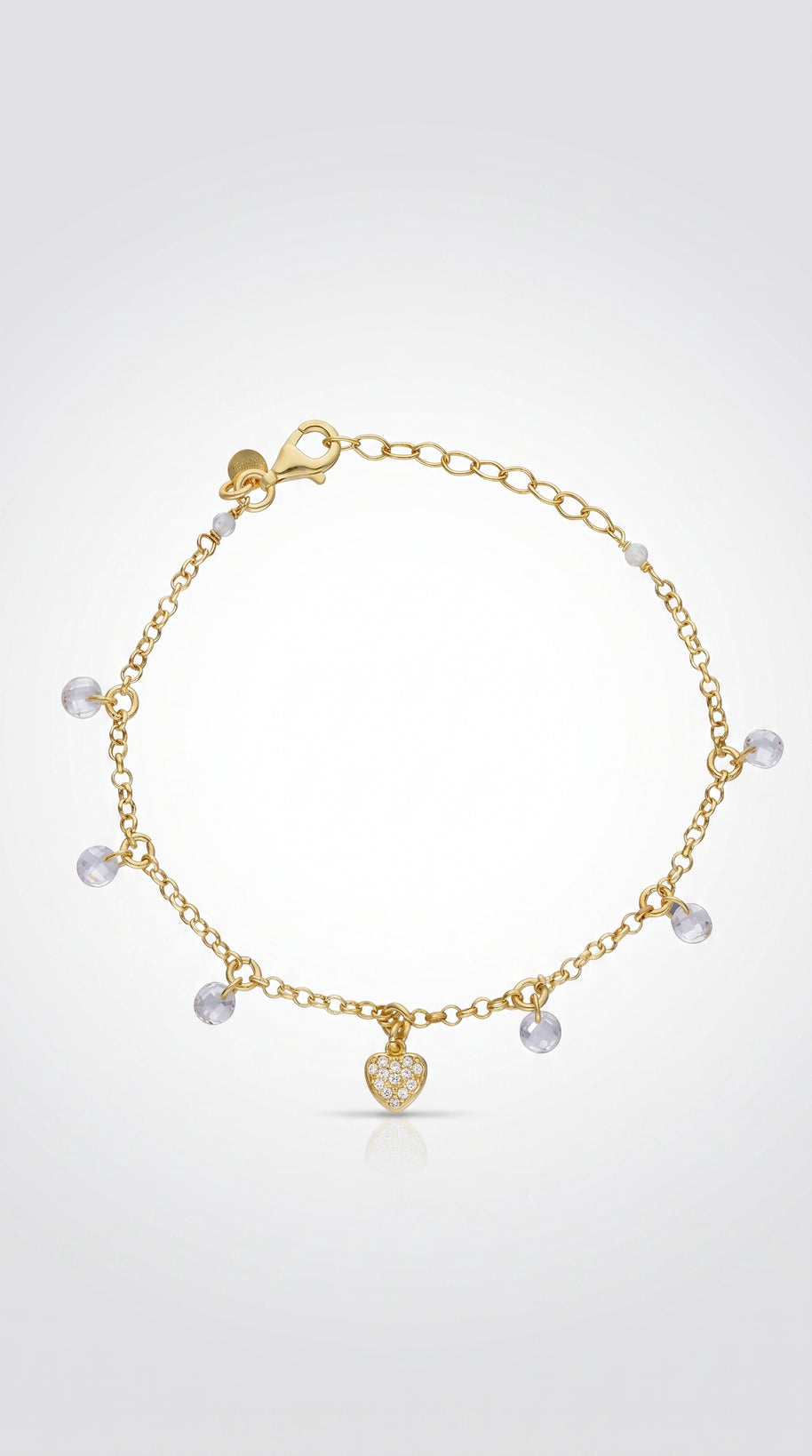 Pulsera Corazón y Destellos - Plata Chap. ORO