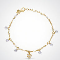 Pulsera Corazón y Destellos - Plata Chap. ORO