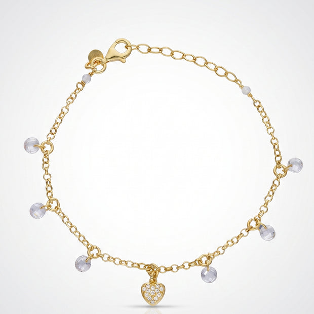 Pulsera Corazón y Destellos - Plata Chap. ORO