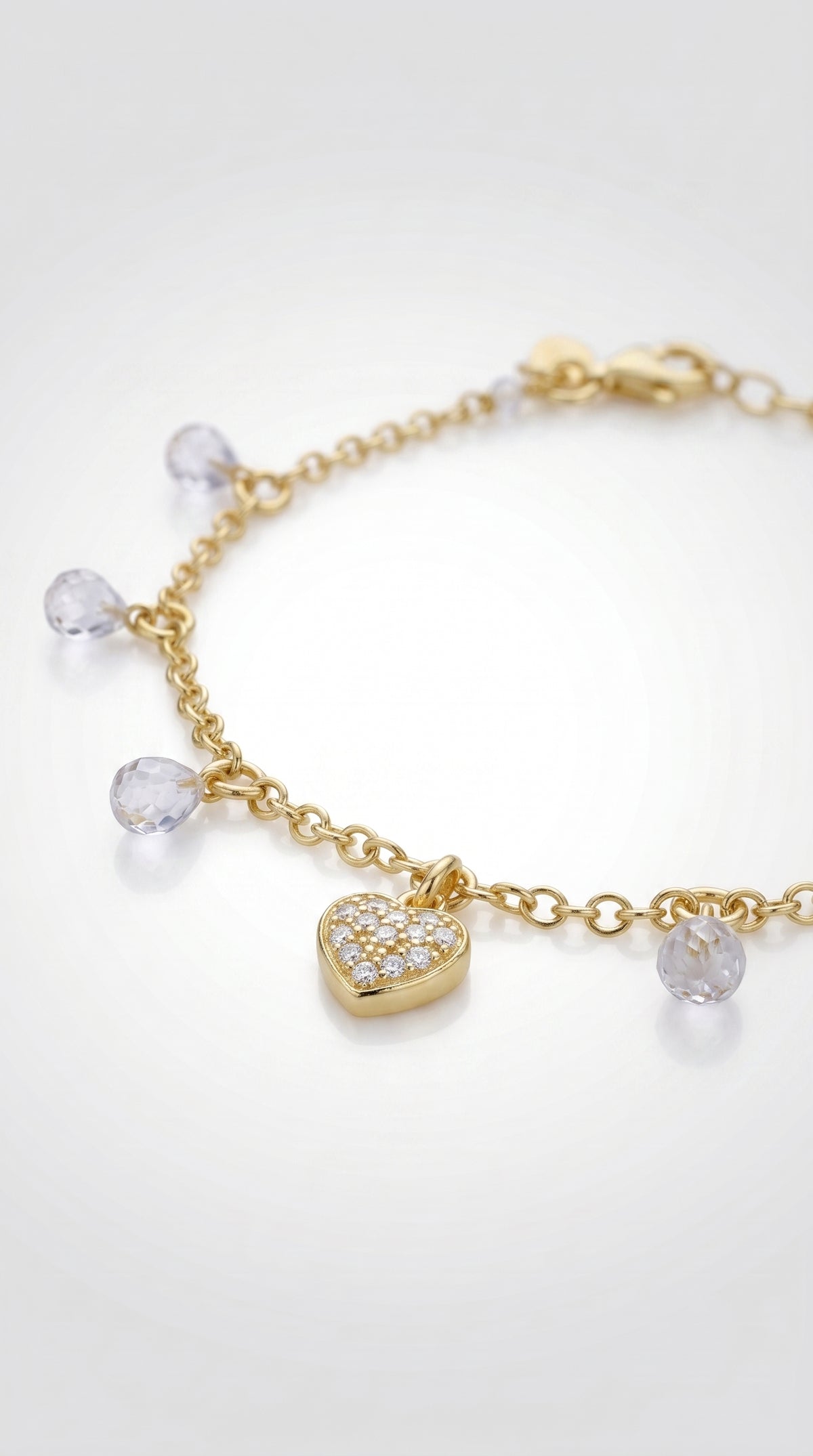 Pulsera Corazón y Destellos - Plata Chap. ORO