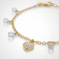 Pulsera Corazón y Destellos - Plata Chap. ORO