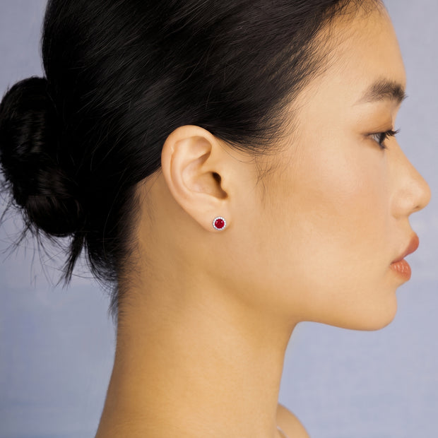 Pendientes Halo Burdeos
