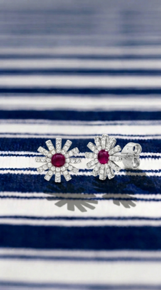 Pendientes Flor Rojo